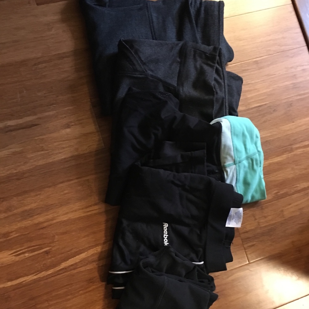 Five pairs of workout leggings